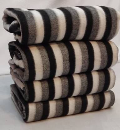 Black & White Striped Single AC Blanket for  AC Room