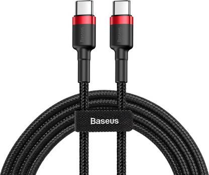 Baseus USB Type C Cable 2 A 1 m Type C to Type C 60W (PD 2.0 ) flash charging high density braied cable supports QC 3.0 (1mt)