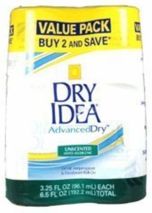 Dry Idea Roll On Antiperspirant and Deodorant, Unscented Deodorant Roll-on  -  For Men & Women