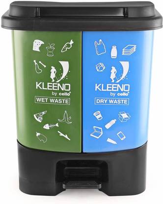 cello Dustbin for Wet and Dry Waste Plastic Pedal Twin bin Plastic Dustbin