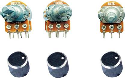 ELPH 100K, 100K, 47K Potentiometer Dual Audio Volume Control with 3 Aluminium Knobs Electronic Components Electronic Hobby Kit