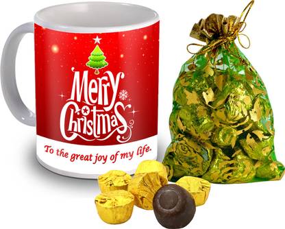 Midiron Beautiful Quoted Coffee Mug with 15 Gold Chocolate Gifts for Christmas Day IZ19Choco15ThailiMU-STChristmas-62 Ceramic Gift Box