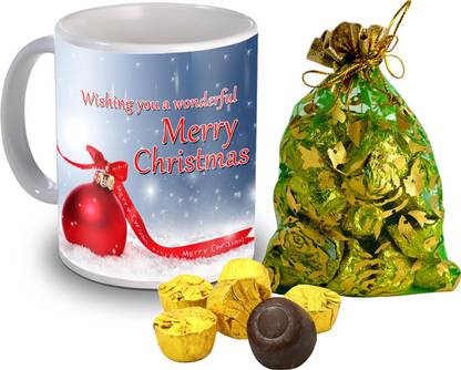 Midiron Beautiful Quoted Coffee Mug with 15 Gold Chocolate Gifts for Christmas Day IZ19Choco15ThailiMU-STChristmas-56 Ceramic Gift Box