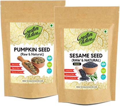 Creative Nature Combo Pack of Pumpkin Seed and Sesame Black Seed 100 Gram Each Pack (Raw Seed) Seed