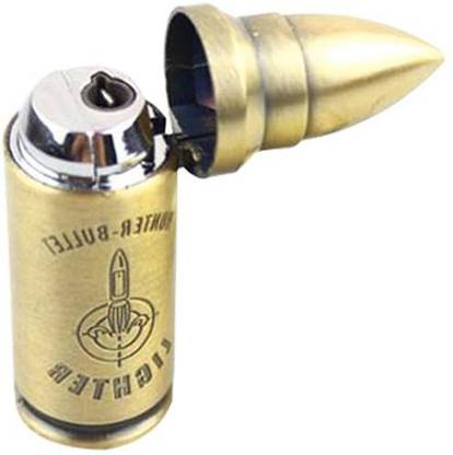 play run Stylish Bullet Single Hunter Flame Lighter | Gold Chrome Hunter Bullet Lighter Pocket Lighter