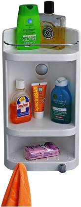 HOMACE Strong And Durable Holding Towels Caddy Small Corner Cabinet (White) Plastic Wall Shelf