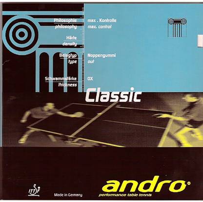 Andro Classic Table Tennis Rubber (OX) - Black 0.1 mm Table Tennis Rubber
