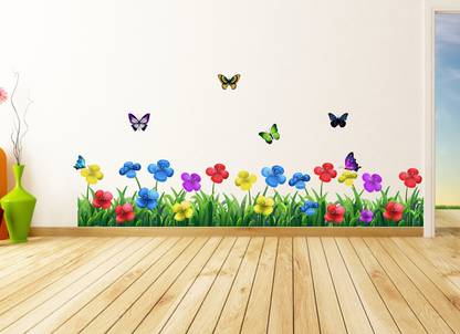 HAPPYSTICKY 120 cm Grass And Bird|Wallstickers|Pvc Vinyl|Non-Reusable Sticker| Self Adhesive Sticker