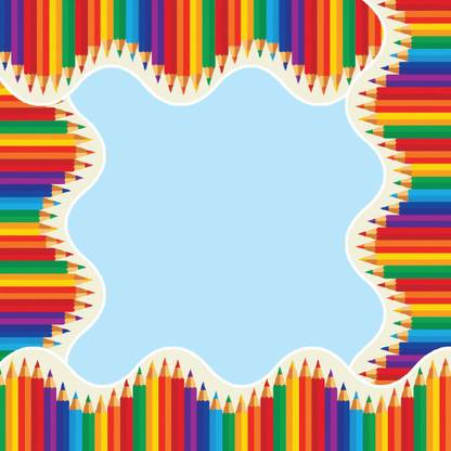 Sona Edons 100 cm Decorative Borders For Bulletin Board, Black Board, Windows Multicolour-Colourful Pencil Border(Set OF 6) Chalkboard Sticker