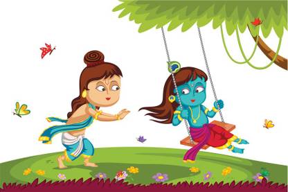 god & god's 60 cm Balram With Krishna 457 Self Adhesive Sticker