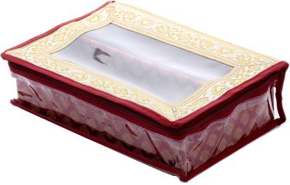 KUBER INDUSTRIES Brocade Hardboard Two Rod Bangle Box (Maroon) - CTKTC22936 Make Up Vanity Box