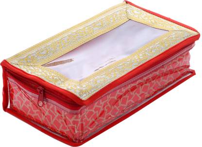 KUBER INDUSTRIES Brocade Hardboard One Rod Bangle Box (Red) - CTKTC22881 Make Up Vanity Box