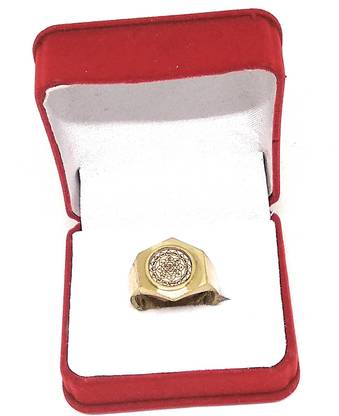 Astrosale Astadhatu Gold Plated Shri Yantra Ring with Mantra Brass Yantra