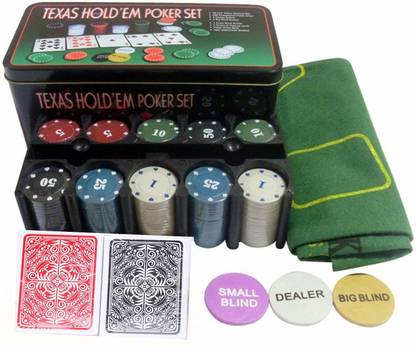 Rage-X Casino Poker Set with 200 Chips, Playing Cards, Gaming Mat in Tin Box