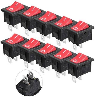 Deep trading Red 2 Pin on/off l/O spst Mini Rocker switches pack of 10 piece Electronic Components Electronic Hobby Kit