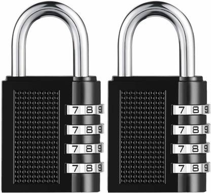 Techtest 4 Digit Outdoor Combination Lock for Gym Locker, Hasp Cabinet, Fence ( Pack of 2 ) Lock