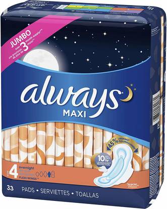 Always Maxi Overnight W/Flexi-Wings Unscented Pads Sanitary Pad