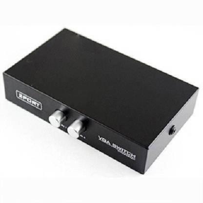 ATEKT ( Two ) Port Manual VGA Switch in Metal for two PC to share one monitor and CCTV camera Sharing( Display 1 computer at a time) 2 In 1- 1920*1440 Media Streaming Device (Black) Media Streaming Device