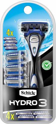 Schick Hydro 3 Razor for Men Value Pack with 4 Razor Blade Refills [CAT, Men