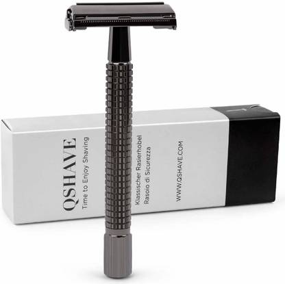 QSHAVE Double Edge 4 inch Long Handle Safety Razor Twist Butterfly Open, Men