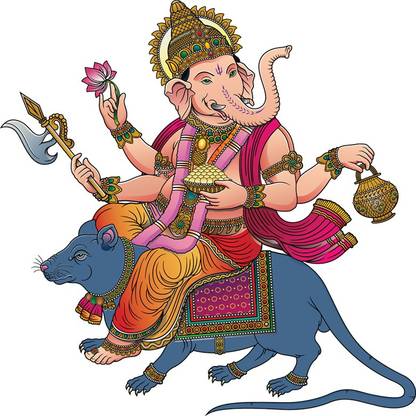 god & god's 50 cm Ganesh Ji Swari 461 Self Adhesive Sticker