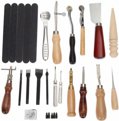 Lujosa 18 Pcs/Set Leather Craft Edge Roulette Punch l Tools,Stitching Sewing