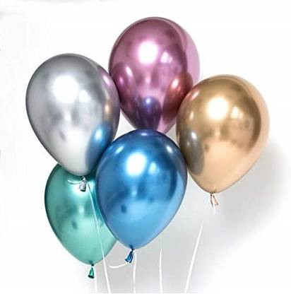 Balloons Printed 12 inch Chrome Latex Balloon - Set of 5 Balloon