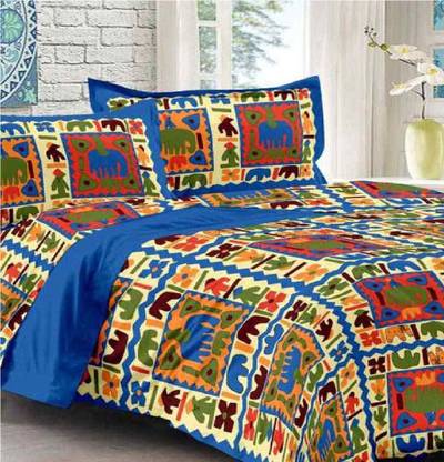 shree sd creation 170 TC Cotton Double Printed Flat Bedsheet