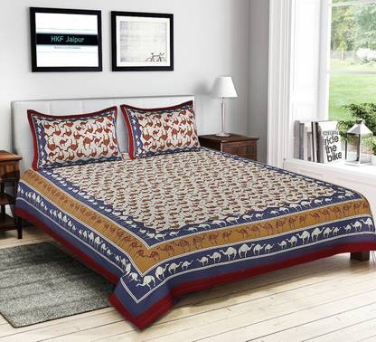 shree sd creation 170 TC Cotton Double Printed Flat Bedsheet