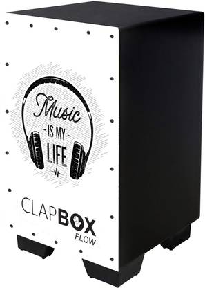 CLAPBOX Flow Graphic CB-FLW3, Walnut wood,Black (Music is life) Cajons