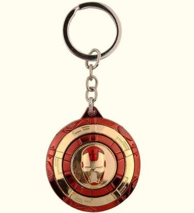 Royle Katoch Ironman Metallic Rotating Mask Spin Face Keying for Car Bike (GOLDEN COLOR) Key Chain