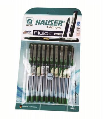 HAUSER Fluidic Ball Pen - Green Ink - Pack of 100 Ball Pen
