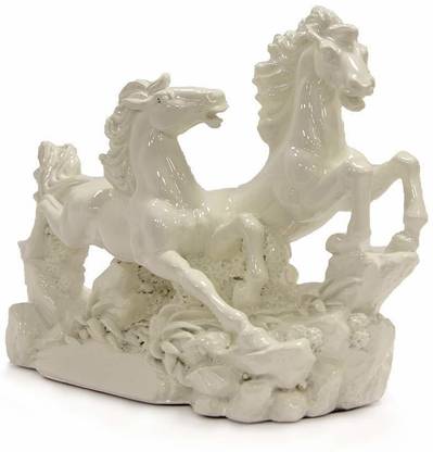 ONRR Collections MAHAVASTU WHITE HORSE 9x7"inch big Feng Shui running Horses figurine - brings victory, luck , Strength and perseverance Decorative Showpiece  -  15 cm