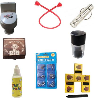 VK MART Potty,Rope,Spring,SurpriseBox,FartSpray,MetalPuzzle,PencilCutter,DiceBox Magic Kit Gag Toy
