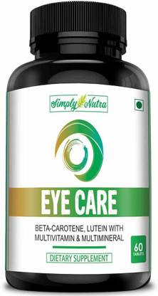Simply Nutra Eye Care Supplement, Lutein, Beta Carotene, Vitamin A, B2 & E - 60 Tablets