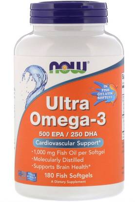 Now Foods Ultra Omega-3, 500 EPA/250 DHA, 180 Fish Softgels