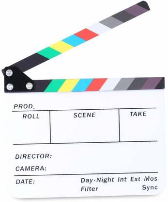 Futurekart Director's Film Clapboard Acrylic Plastic Cut Action Scene Clapper Board Slate with Color Sticks