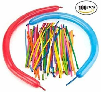 Balloons Printed Long Latex Twisting, Modelling Animal Shaping Balloon (Assorted Colour) with Air Pump for Parties (Pack of 100) Musical Balloon