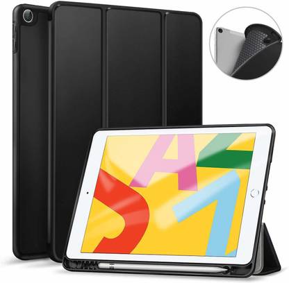 GALARIX Flip Cover for iPad 10.2" 2021/2020/2019 9th/8th/7th Gen/ ipad 10.5"[Pencil Holder,Soft Flexible]-Black