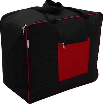 Marine Pearl King Black Garment storage bag Tear Resistant Polyster Jumbo Foldable Storage Bag Organizer for Clothes, Extra 20% More Storage Space, Double Zip & Outer Zipper Pocket & Strong Handles (King Black) NSB05BLRD