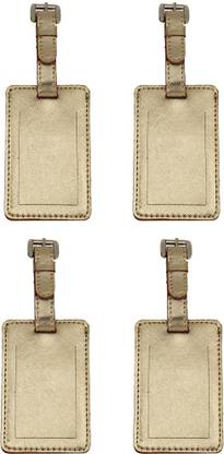JL Collections Polyurethane (PU) Gold Luggage Tags for Suitcases and Bags - Best Gift for Travelers (Pack of 4) Luggage Tag
