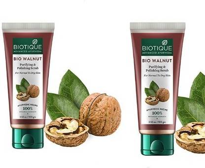 BIOTIQUE Bio Walnut Purifying and Polishing Scrub, 100g (pack of 2) Scrub