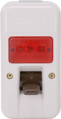 CONA 2406 ISI Mark Gold Deluxe Surface D.P. Switch 32 Amperes with Indicator- 240V Milky White Heavy Duty Switch|Unbreakable Surface D.P. Switch 1  Socket Extension Boards