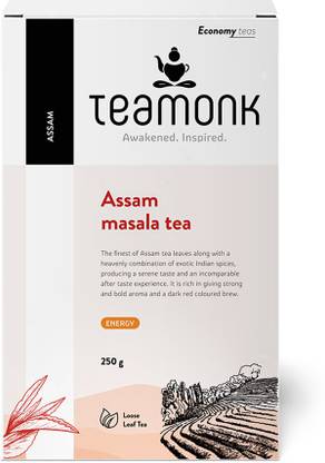 Teamonk Assam Masala Chai Leaves - Immunity Booster. With Natural Ingredients Cinnamon, Cloves Masala Tea Box