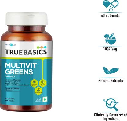 TRUEBASICS Multivit Greens One Daily, Multivitamins, Multiminerals, Omega-3, Anti-Oxidants