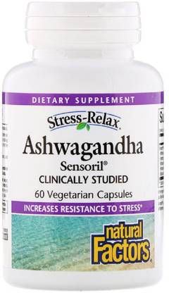Natural Factors Ashwagandha, Sensoril, 60 Vegetarian Capsules