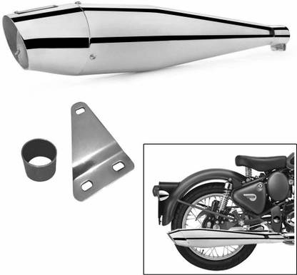 acube mart Dolphin bass Silencer Royal Enfield Classic Desert Storm, Classic 350, Classic 500, Classic, Thunder Bird 350, Thunder Bird 500 Full Exhaust System
