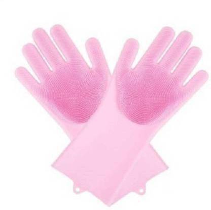 WOMS Silicon Safety Wash Scrubber Heat Resistant Kitchen Gloves Wet and Dry Glove Set cleaning gloves Wet and Dry Glove