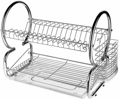 Vpllex Dish Drainer Kitchen Rack Steel round shape kitchen drying rack Steel Steel Kitchen Rack Steel Kitchen Rack (Silver) Steel Kitchen Rack