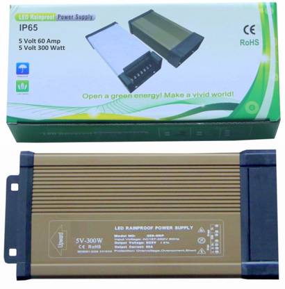 Divinext 5 Volt 60 Amp 300 Watt LED Rainproof Switching Power Supply SMPS Adapter DC5V 300 Watts Computer PSU with 7 SATA Cables